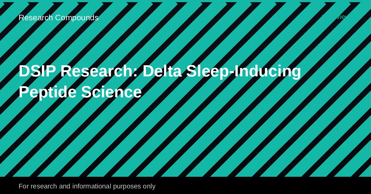 A scientific diagram illustrating the nine-amino-acid structure of DSIP alongside a simplified diagram of human sleep cycle stages